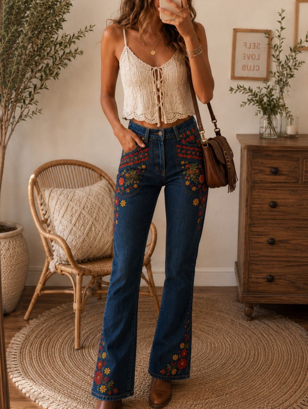 Spell & The Gypsy Collective Wanderlust Love Child Embroidered Flare Jeans